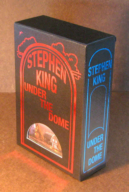 This is the limited edition slipcase I designed for Overlook Connection Press. It holds Stephen King's "Under the Dome." It's foil-stamped, with a dome-shaped die cut in the slipcase to reveal the dome which is on the book cover itself.